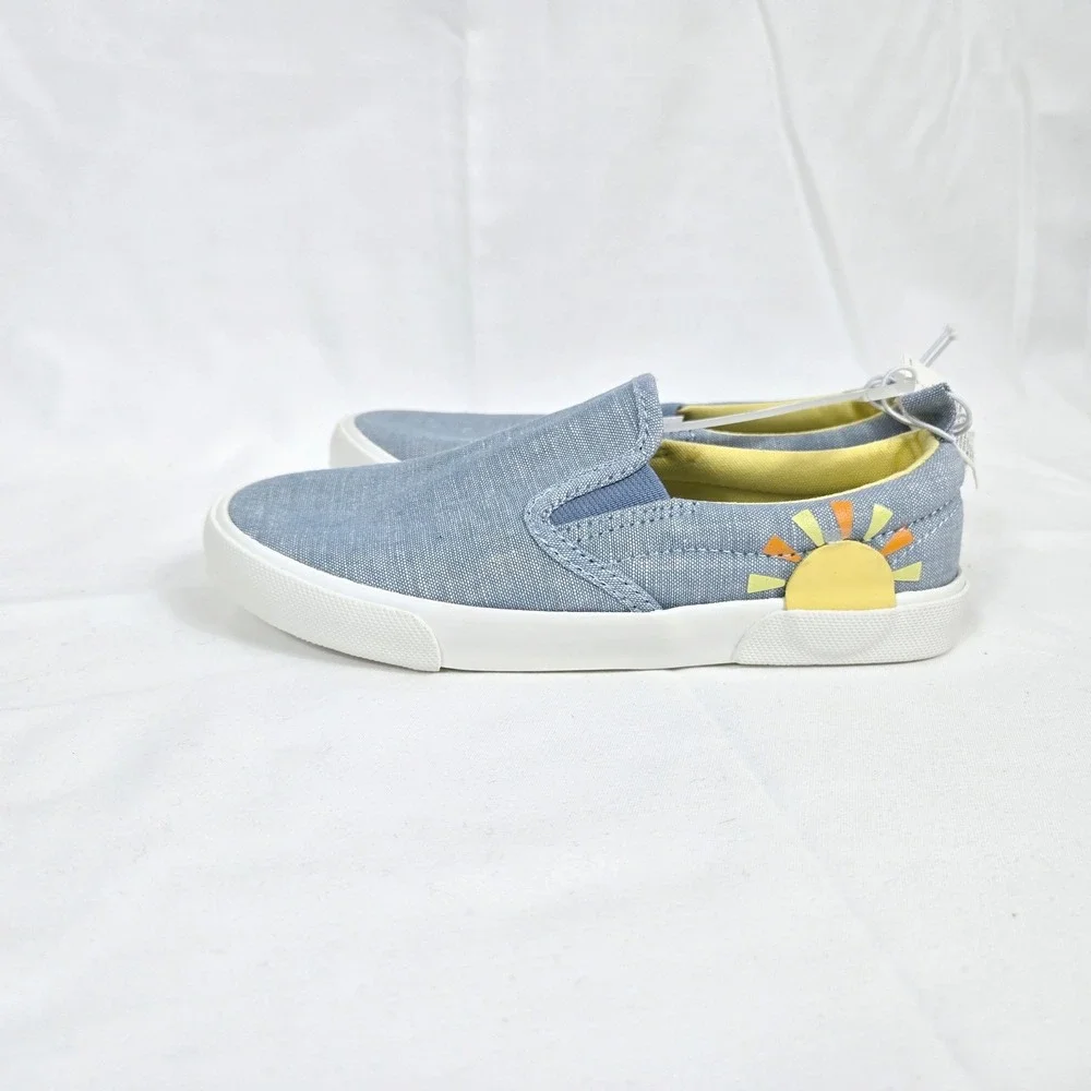 Old Navy Girls‎ Blue Yellow Little Sunshine Slip On Casual Chambray Shoes 11 NEW